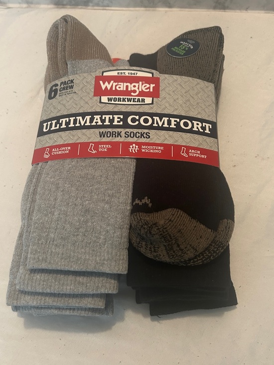 Wrangler Other - Wrangler Workwear Ultimate Comfort Steel Toe Crew Socks 6 Pack NWT Size 6-12